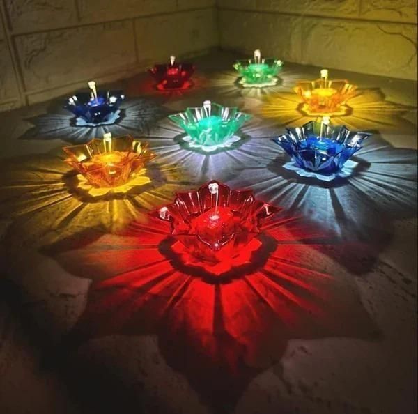 3D Reusable Reflective Shadow Colourful Diya – Pack of 4/12/24