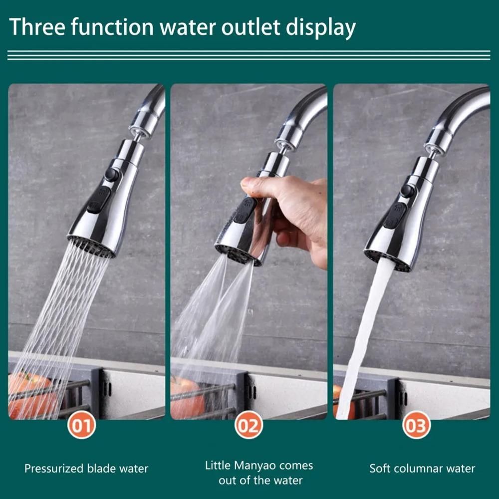 3 Modes Kitchen Sink Faucet – Stainless Steel (Upright Handle Design)