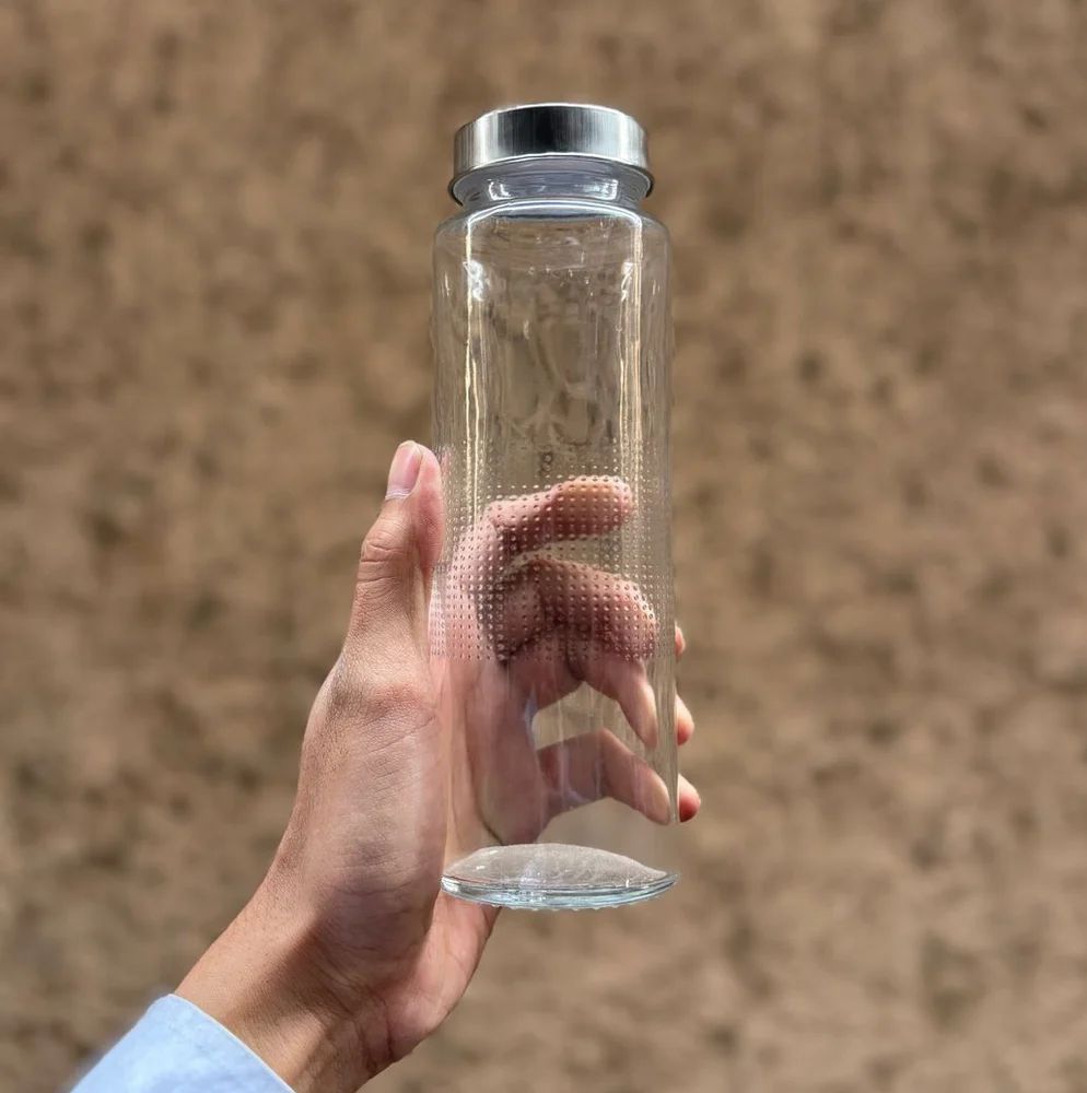Glass Water Bottle Juice Bottles - Wide Mouth With Stainless Steel Lid 500 ML